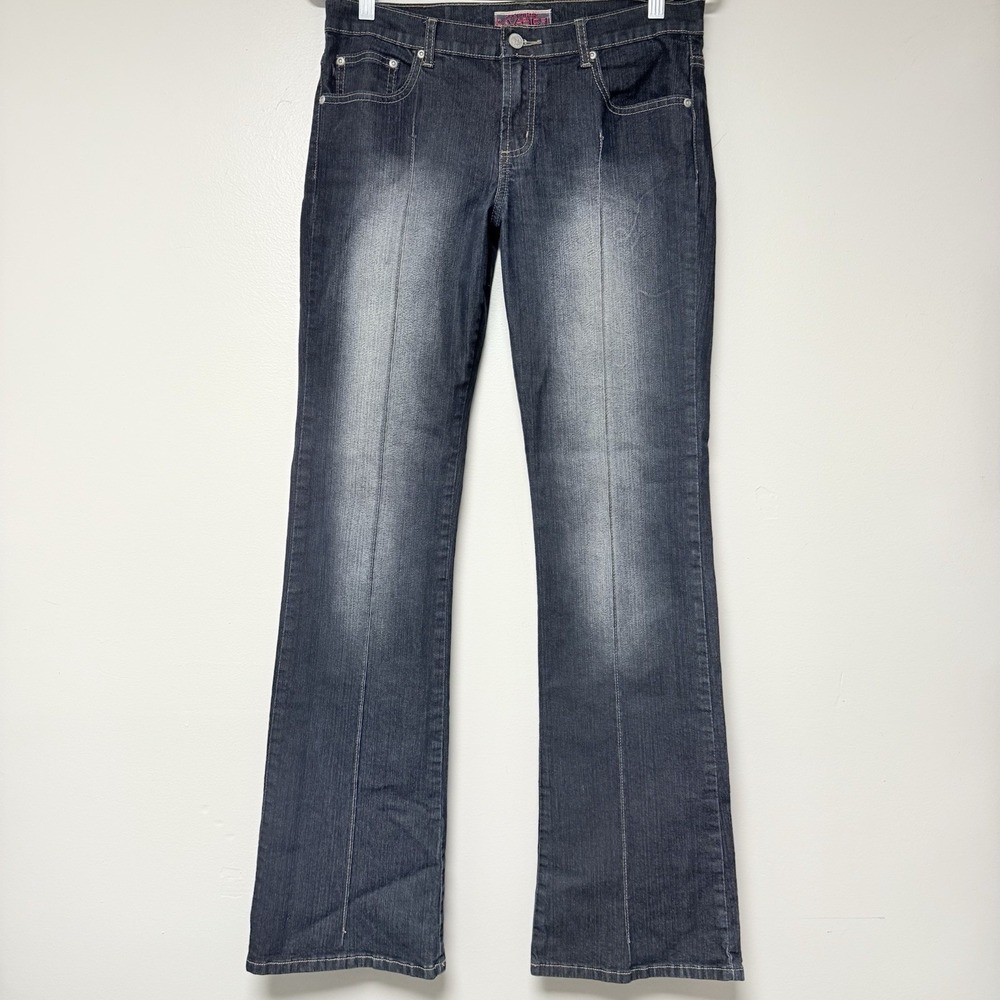 Z. Cavaricci Flare Jeans Women Size 11 Dark Blue Excellent Front Seam Stretch
